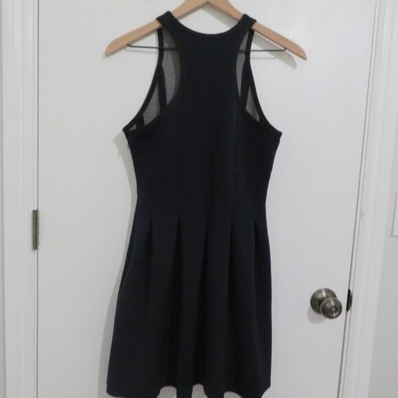 Alexander Wang Womens Sz M Navy Blue Neoprene Scuba Pleated Dress Mini Dress - Picture 2 of 6